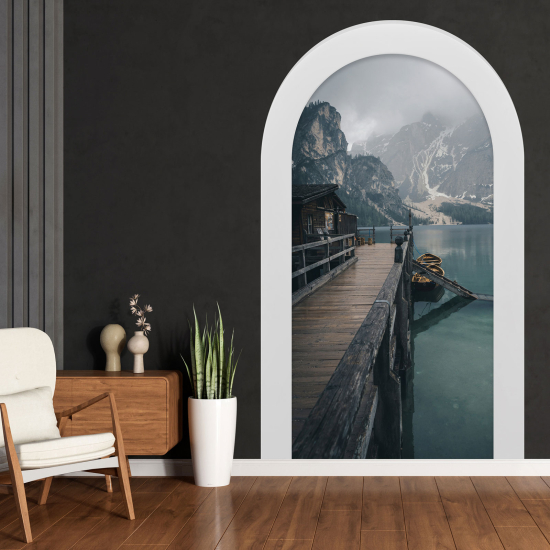 Optical Illusions Arch Wall Sticker - Mountains Pontoon