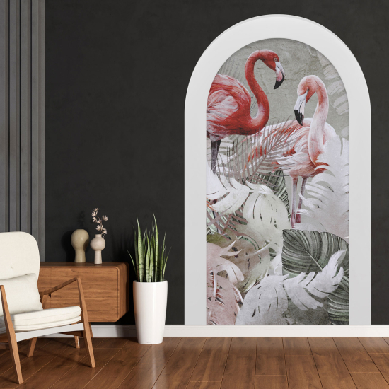 Optical Illusions Arch Wall Sticker - Pink Flamingos