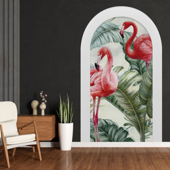 Optical Illusions Arch Wall Sticker - Pink Flamingos