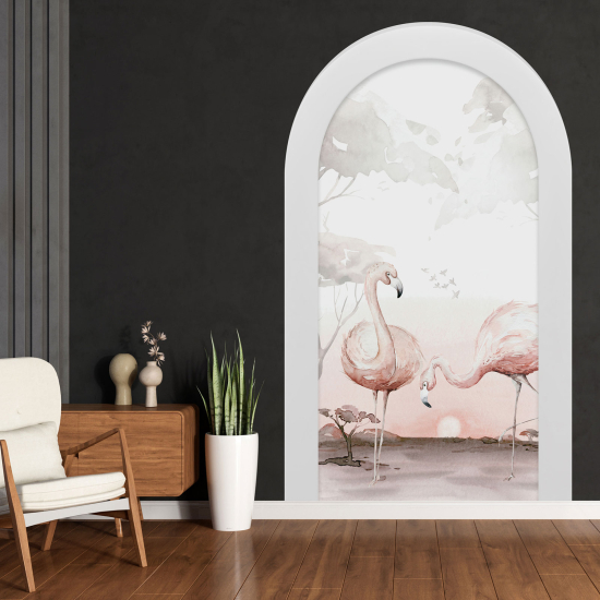 Optical Illusions Arch Wall Sticker - Pink Flamingos