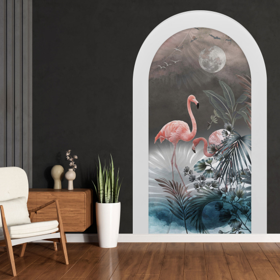 Optical Illusions Arch Wall Sticker - Pink Flamingos