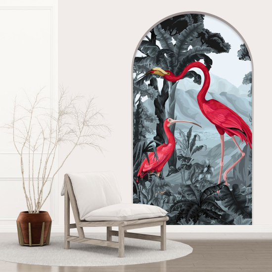 Optical Illusions Arch Wall Sticker - Pink flamingos