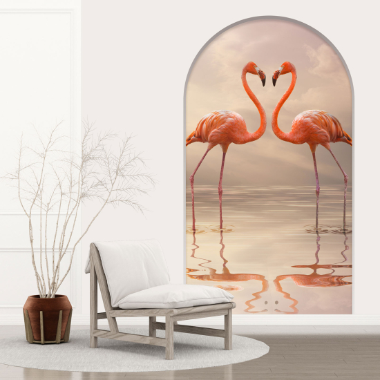 Optical Illusions Arch Wall Sticker - Pink flamingos