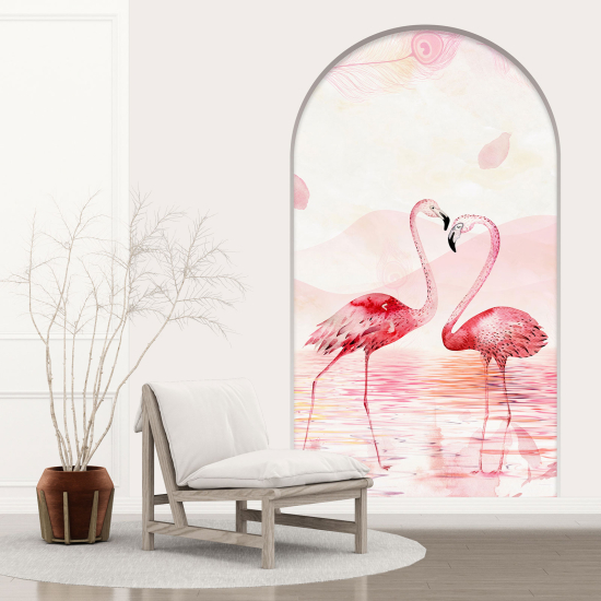 Optical Illusions Arch Wall Sticker - Pink Flamingos