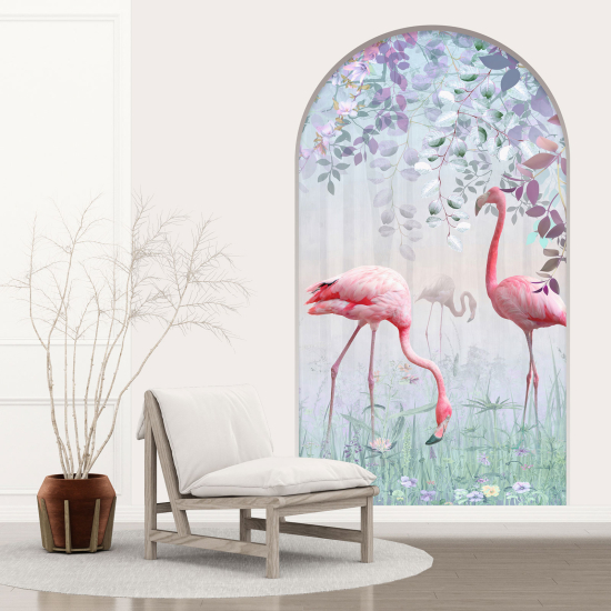 Optical Illusions Arch Wall Sticker - Pink Flamingos