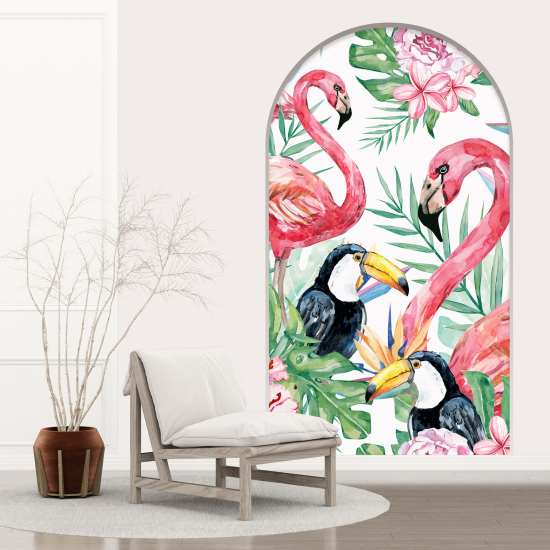 Optical Illusions Arch Wall Sticker - Pink Flamingos