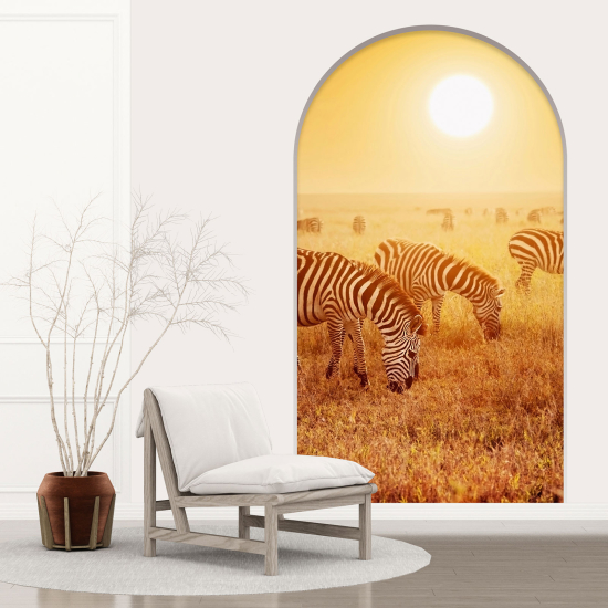 Optical Illusions Arch Wall Sticker - Savanna Zebras