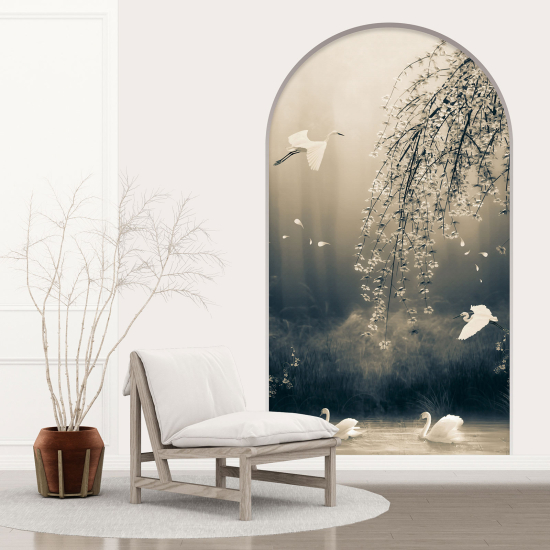 Optical Illusions Arch Wall Sticker - Swans