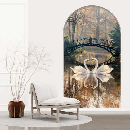 Optical Illusions Arch Wall Sticker - Swans