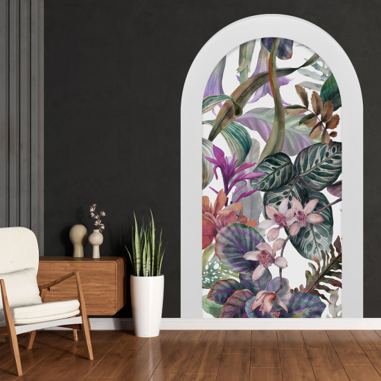 Optical Illusions Arch Wall Sticker - Tropical Leaves