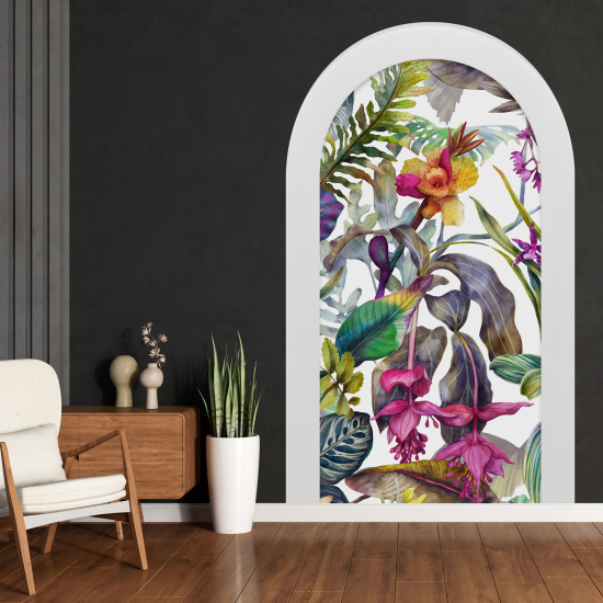 Optical Illusions Arch Wall Sticker - Tropical Leaves