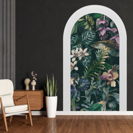 Optical Illusions Arch Wall Sticker - Tropical Leaves