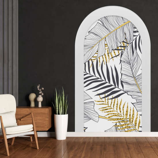 Optical Illusions Arch Wall Sticker - Tropical Leaves