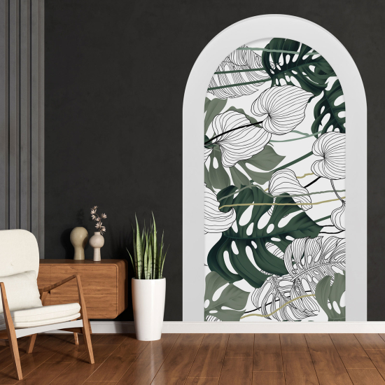 Optical Illusions Arch Wall Sticker - Tropical Leaves