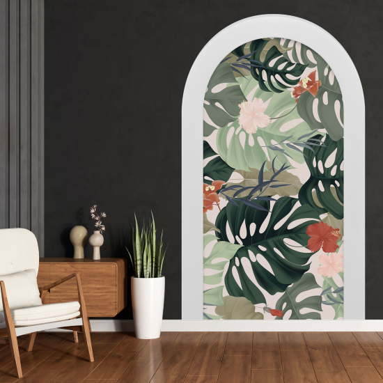 Optical Illusions Arch Wall Sticker - Tropical Leaves