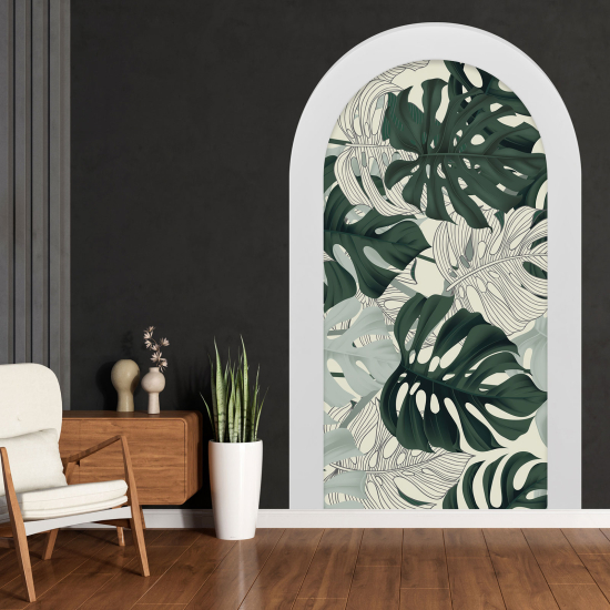 Optical Illusions Arch Wall Sticker - Tropical Leaves