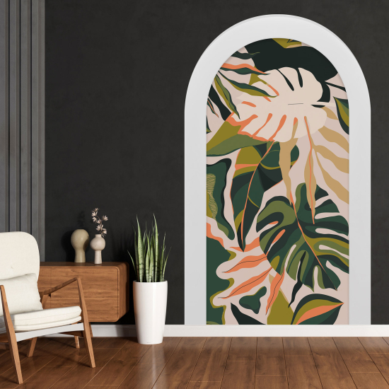 Optical Illusions Arch Wall Sticker - Tropical Leaves