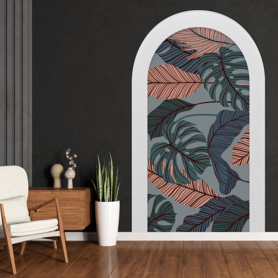 Optical Illusions Arch Wall Sticker - Tropical Leaves