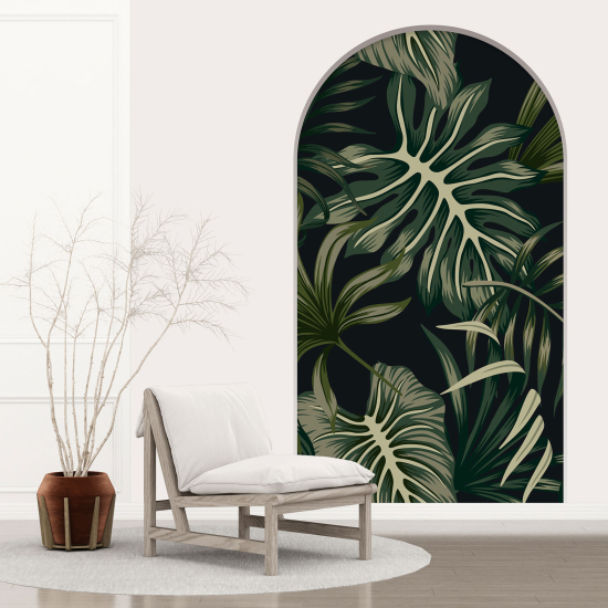 Optical Illusions Arch Wall Sticker - Tropical Leaves