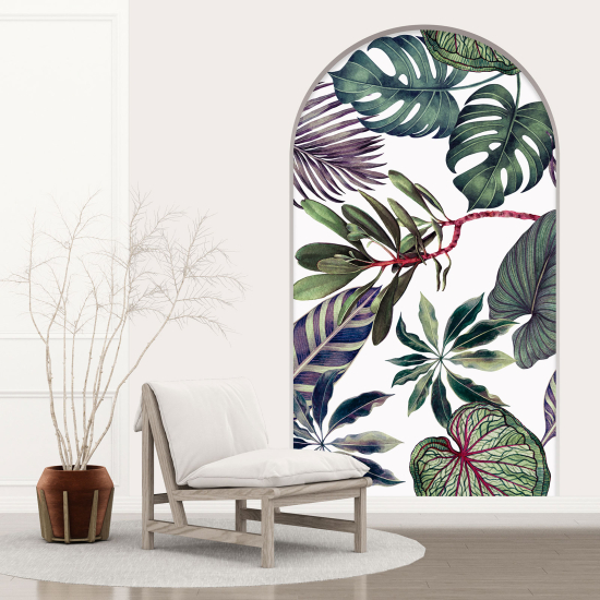 Optical Illusions Arch Wall Sticker - Tropical Leaves