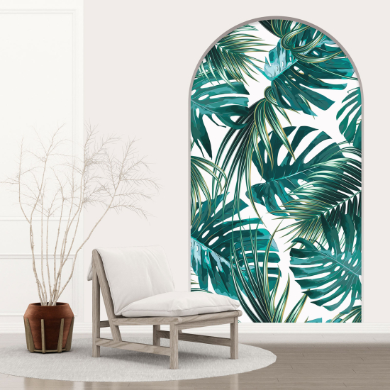 Optical Illusions Arch Wall Sticker - Tropical Leaves