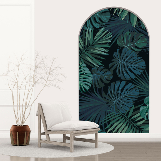 Optical Illusions Arch Wall Sticker - Tropical Leaves