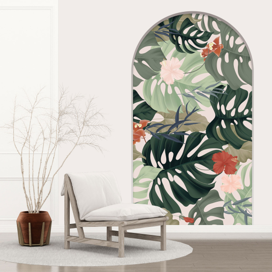 Optical Illusions Arch Wall Sticker - Tropical Leaves