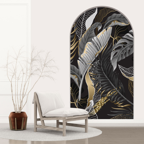 Optical Illusions Arch Wall Sticker - Tropical Leaves