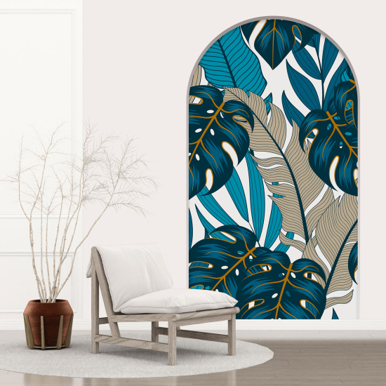 Optical Illusions Arch Wall Sticker - Tropical Leaves