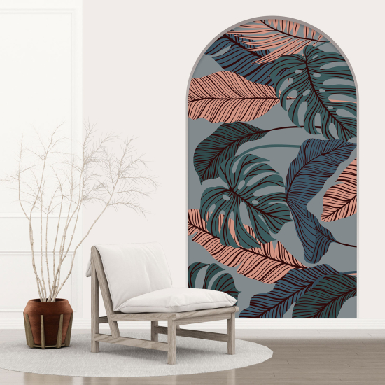 Optical Illusions Arch Wall Sticker - Tropical Leaves