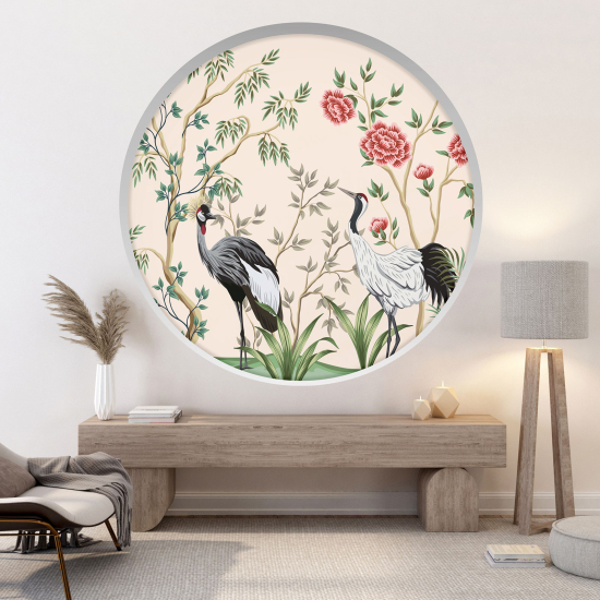 Optical Illusions Round Arch Wall Sticker - Birds