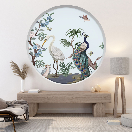 Optical Illusions Round Arch Wall Sticker - Birds