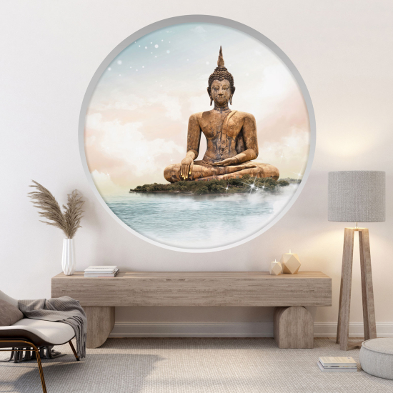 Optical Illusions Round Arch Wall Sticker - Buddha