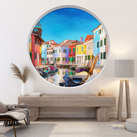 Optical Illusions Round Arch Wall Sticker - Burano