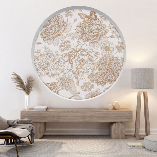 Optical Illusions Round Arch Wall Sticker - Butterfly Flowers