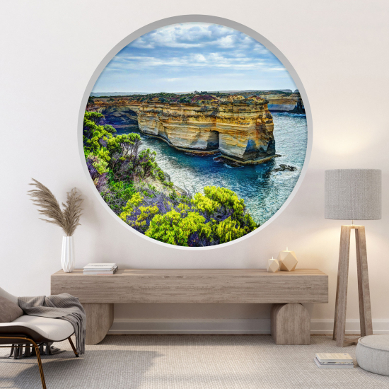 Optical Illusions Round Arch Wall Sticker - Cliffs