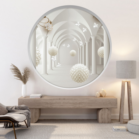 Optical Illusions Round Arch Wall Sticker - Column 3D Effect