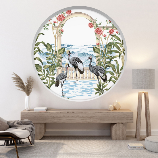 Optical Illusions Round Arch Wall Sticker - Egrets