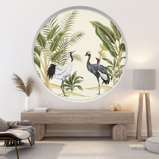 Optical Illusions Round Arch Wall Sticker - Egrets