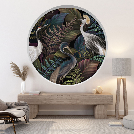 Optical Illusions Round Arch Wall Sticker - Egrets