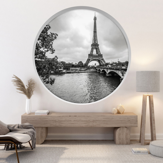 Optical Illusions Round Arch Wall Sticker - Eiffel Tower