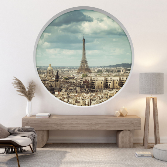 Optical Illusions Round Arch Wall Sticker - Eiffel Tower