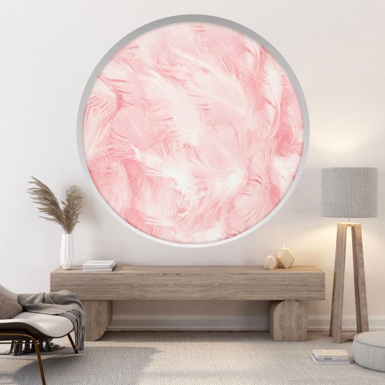 Optical Illusions Round Arch Wall Sticker - Feathers