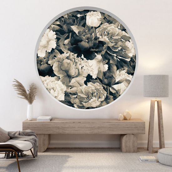 Optical Illusions Round Arch Wall Sticker - Flowers