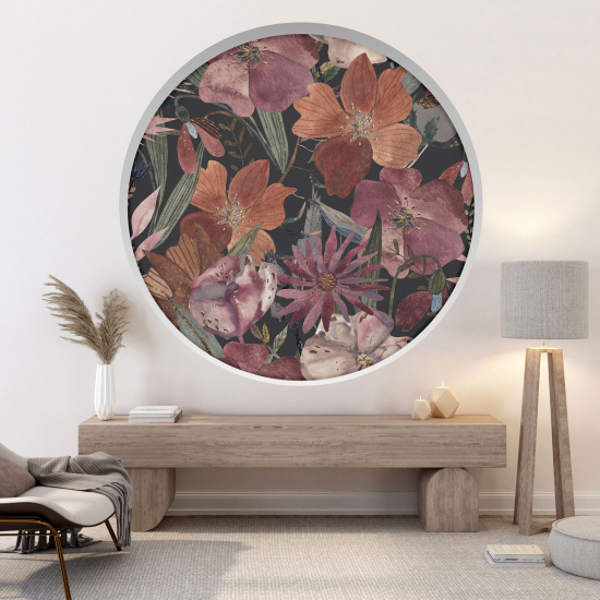 Optical Illusions Round Arch Wall Sticker - Flowers