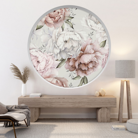 Optical Illusions Round Arch Wall Sticker - Flowers