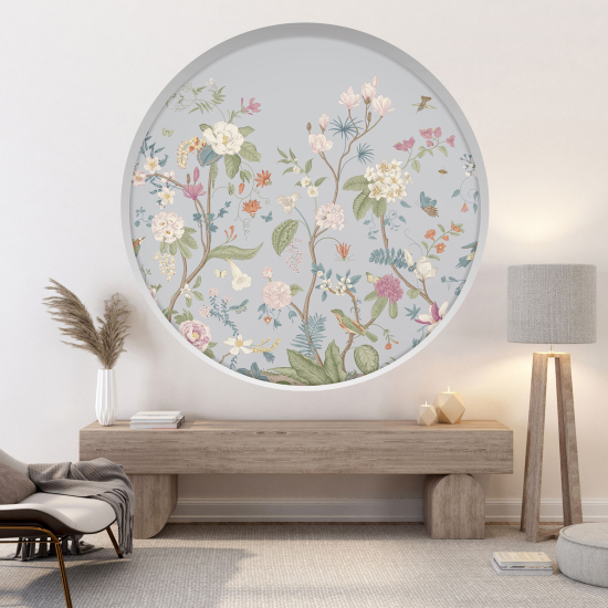 Optical Illusions Round Arch Wall Sticker - Flowers