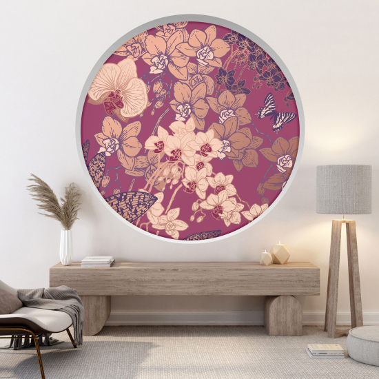 Optical Illusions Round Arch Wall Sticker - Flowers