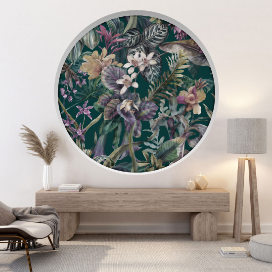 Optical Illusions Round Arch Wall Sticker - Flowers