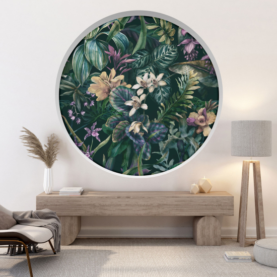 Optical Illusions Round Arch Wall Sticker - Flowers